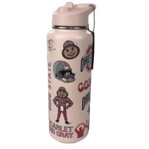 Ohio State Buckeyes Pink Insulated Tumbler 34 Oz Drink Container With Handle